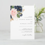 Invitation Elégant Mariage de flacons couleur rose marine (Debout devant)
