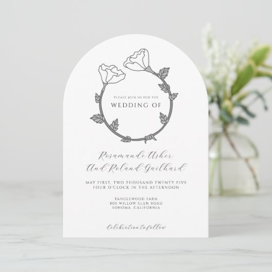 Invitation Élégant Mariage de fleurs (Debout devant)