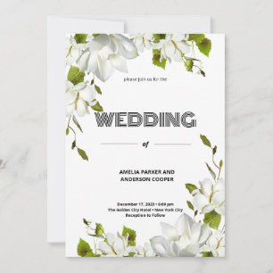 Invitation Élégant Mariage de fleurs blanches