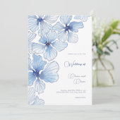 Invitation Élégant Mariage de fleurs bleues (Debout devant)