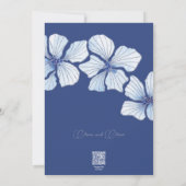 Invitation Élégant Mariage de fleurs bleues (Dos)