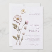 Invitation Élégant Mariage de fleurs Boho Pastel Art Pressé (Devant)