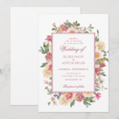 Invitation Élégant Mariage de fleurs d'aquarelle (Devant / Derrière)