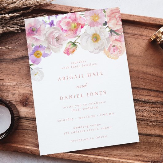 Invitation Élégant Mariage de fleurs d'aquarelle