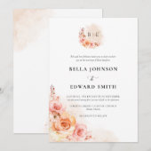 Invitation Elégant Mariage de fleurs d'aquarelle (Devant / Derrière)