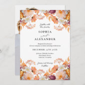 Invitation Élégant Mariage de fleurs d'automne (Devant / Derrière)