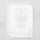 Invitation Élégant Mariage de fleurs d'Hibiscus vert Mint (Devant)