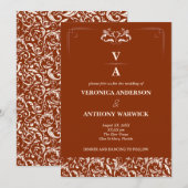 Invitation Élégant Mariage de fleurs d'orange victorien (Devant / Derrière)