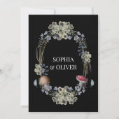 Invitation Élégant Mariage de fleurs et de champignons noirs (Devant)