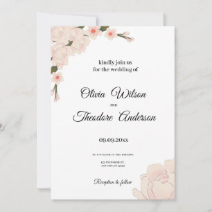 Invitation Élégant Mariage de fleurs florales rose pâle roman