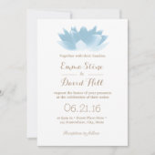 Invitation Élégant Mariage de fleurs Lotus Bleu Lumière (Devant)