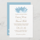 Invitation Élégant Mariage de fleurs Lotus Bleu Lumière (Devant / Derrière)