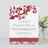 Invitation Élégant Mariage de fleurs rouges (Debout devant)