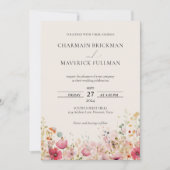 Invitation Élégant Mariage de fleurs sauvages (Devant)