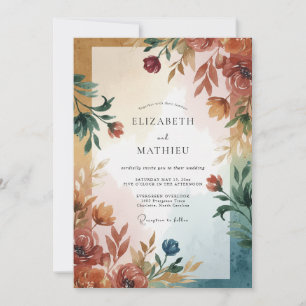 Invitation Élégant mariage de fleurs sauvages en terre cuite