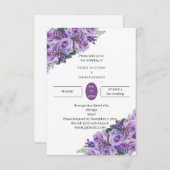 Invitation Élégant Mariage de fleurs violettes (Devant / Derrière)