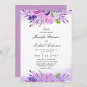 Invitation Élégant Mariage de fleurs violettes de lavande (Devant / Derrière)