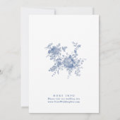 Invitation Élégant Mariage de Floral Bleu Victorien Français (Dos)
