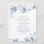 Invitation Élégant Mariage de Floral Bleu Victorien Français (Devant)