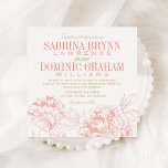 Invitation Élégant Mariage de galeries florales Coral and Gol<br><div class="desc">Elégant et romantique faire-part de mariage de pivoine dans le corail rose,  pêche et champagne couleur or.  Format de carte Carré.</div>