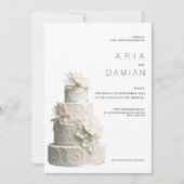 Invitation Elégant Mariage de gâteau à fleurs vert menthe (Devant)