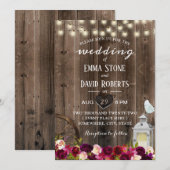 Invitation Élégant Mariage de grenier à lanterne de Bourgogne (Devant / Derrière)