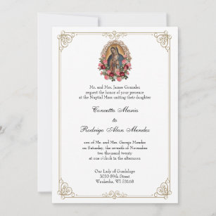 Invitation Élégant Mariage de Guadalupe de la Vierge Catholiq