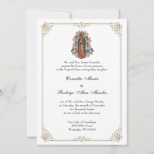Invitation Élégant Mariage de Guadalupe de la Vierge Catholiq (Devant)