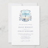 Invitation Élégant Mariage de la crête de monogramme de plage (Devant)