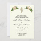 Invitation Élégant Mariage de la Croix-Chrétienne anneaux cat (Devant)