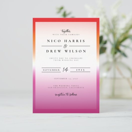Invitation Élégant Mariage de la fierté lesbienne (Debout devant)