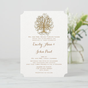 Invitation Élégant Mariage de la forêt d'arbre d'or