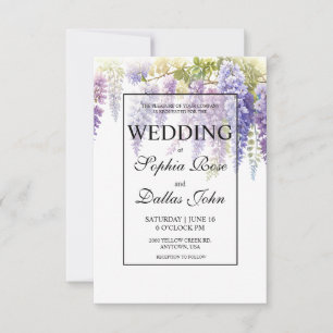 Invitation Elégant mariage de la glycine bleu violet