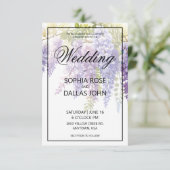 Invitation Elégant mariage de la glycine bleu violet (Debout devant)