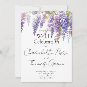 Invitation Elégant mariage de la glycine bleu violet