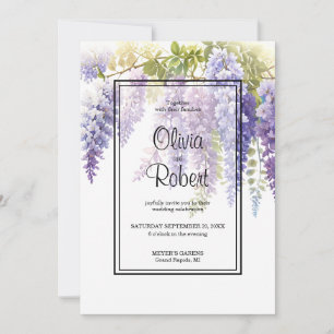 Invitation Élégant mariage de la glycine de l'aquarelle magen