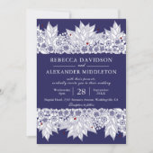 Invitation Élégant Mariage de la marine Bleue (Devant)