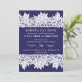 Invitation Élégant Mariage de la marine Bleue (Debout devant)