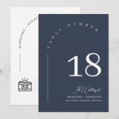 Invitation Élégant Mariage de la Marine Numéro de tableau (Devant / Derrière)