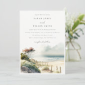 Invitation Elégant Mariage de la plage de sable de la côte de (Debout devant)