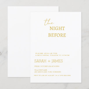 Invitation Élégant Mariage de la répétition blanche et or