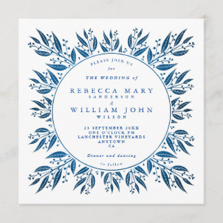 Invitation Elégant Mariage de la végétation de la Mer Bleue M