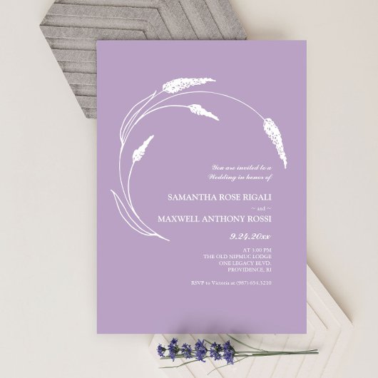 Invitation Élégant Mariage de lavande moderne