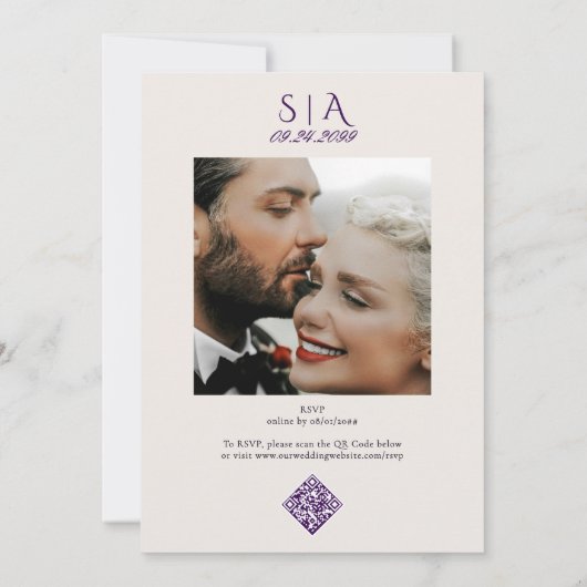 Invitation Élégant Mariage de lavande royale violette crème s (Dos)