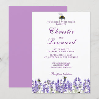 Invitation Élégant Mariage de Lavander violet