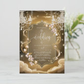 Invitation Elégant Mariage de lustre en cristaux d'or (Debout devant)