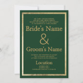 Invitation Élégant Mariage de luxe en or vert foncé (Devant)