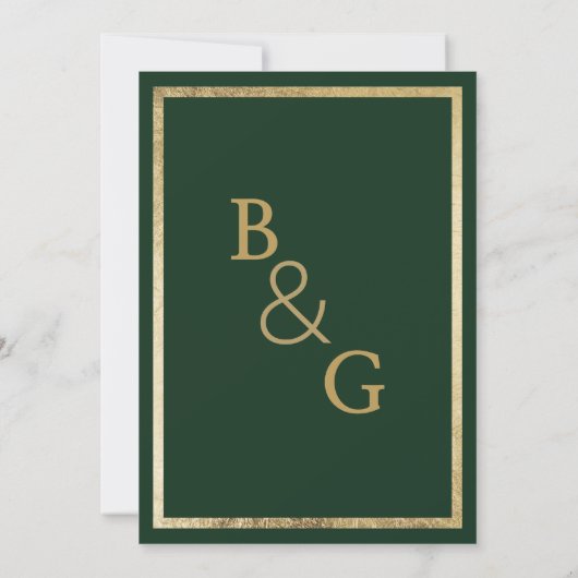 Invitation Élégant Mariage de luxe en or vert foncé (Dos)