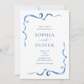 Invitation Élégant Mariage de mâchoire bleu Dusty (Devant)