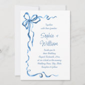 Invitation Élégant Mariage de mâchoire bleu Dusty (Devant)